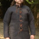 Medieval thick padded Black Long Gambeson with closed open Armpits jacket coat