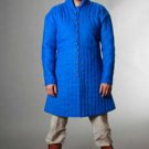 Thick Blue color A shape Gambeson Medieval Padded Full sleeves cotton