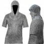 10 MM MILD STEEL CHAIN MAIL SHIRT &HOOD COIF BUTTED HAUBERGEON MEDIEVAL ARMOR NK
