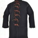 Medieval Thick Padded Cotton Gambeson Black Full Sleeves Coat Aketon Jacket