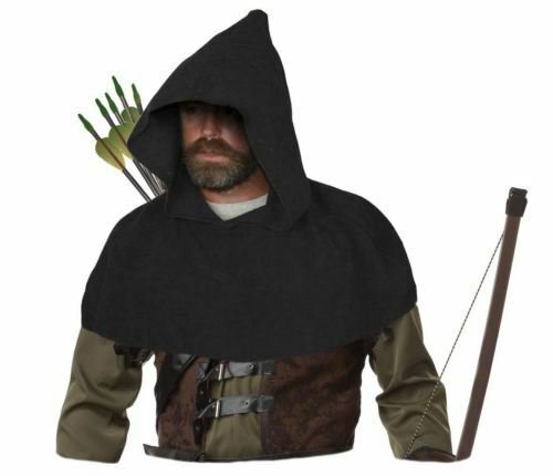 Medieval Renaissance Armor Padded Arming Cap Collar Head Neck Cotton Black SCA
