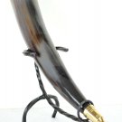 Medieval Drinking Horn Viking Mug Vintage For Alcohol Rare Georgian brass Frame