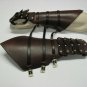 VIKING  ANTIQUE REVERSE CLAMSHELL GOTHIC LEATHER ARMOR GAUNTLETS LARP COSPLAY