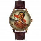 1980s ORIGINAL SADDAM HUSSEIN IRAQI FLAG ART METALLIC DIAL COLLECTOR'S WATCH