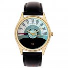 VINTAGE MUSTANG  CAR SPEEDOMETER ART DIAL COLLECTIBLE SOLID  BRASS WRIST WATCH