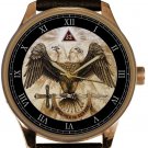 MASONIC 32ND DEGREE VINTAGE DOUBLE-HEADED SOUTHERN EAGLE ROMAN DIAL BRASS WATCH