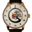 SYMBOLIC JAPANESE ENSO CIRCLE with BONSAI ZEN ART SOLID BRASS COLLECTIBLE WATCH