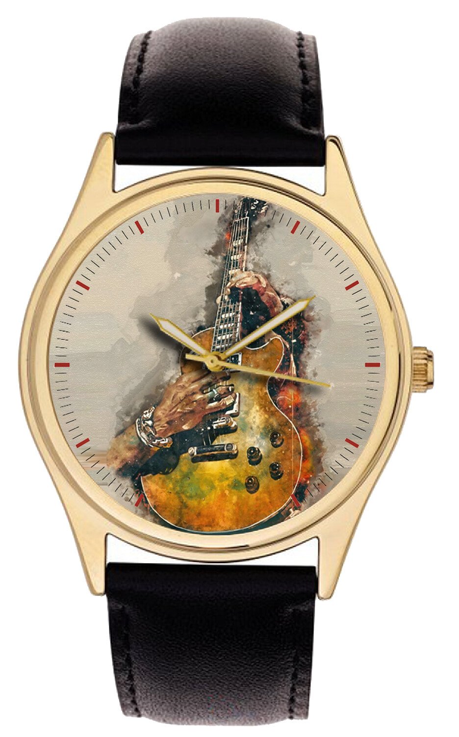 SLASH GUITAR IMPRESSIONIST ART SOLID BRASS COLLECTIBLE ELECTRIC LP GUITAR WATCH