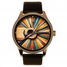 *RARE* ACOUSTIC GUITAR SPANISH WOOD ART COLLECTIBLE GUITARIST SOLID BRASS WATCH