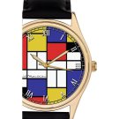 PIET MONDRIAN GOLDEN BRASS CASING MINIMALIST ART 40 mm COLLECTIBLE MENS' WATCH PIET MONDRIAN GOLDEN BRASS CASING MINIMALIST ART 40 mm COLLECTIBLE MENS' WATCH
