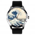 THE GREAT WAVE OF KANAGAWA ORIGINAL JAPANESE HOKUSAI ART SOLID BRASS WRIST WATCH