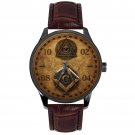VINTAGE MASONIC LOGO ALL-SEEING EYE SOLID BRASS ILLUMINATI FREEMASONRY ART WATCH