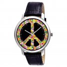 Classic Floral Theme Peace Sign Unisex Solid Brass Collectible Graphic Art Watch Classic Floral Theme Peace Sign Unisex Solid Brass Collectible Graphic Art Watch