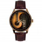 CLASSIC YIN YANG ELECTRIC GUITAR WOODCUT ART SOLID BRASS GUITARIST'S WATCH