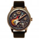 CLASSIC STEAMPUNK ELECTRIC GUITAR METALLIC ART SOLID BRASS WATCH FOR GUITARISTS