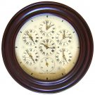 SIX NATIONS CLOCK. WORLD TIME LARGE 18-INCH 7-DIAL MAHOGANY GALLERY WALL CLOCK