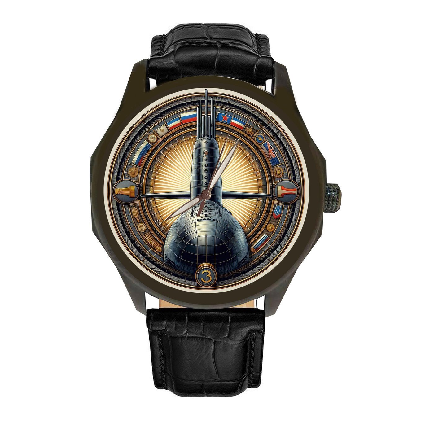 RUSSIAN SOVIET KILO CLASS SUBMARINE ART DIAL SOLID BRASS COLLECTORS NAVAL WATCH