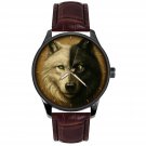 SYMBOLIC DARK SIDE OF MAN SEPIA YIN YANG WOLF ART COLLECTIBLE SOLID BRASS WATCH SYMBOLIC DARK SIDE OF MAN SEPIA YIN YANG WOLF ART COLLECTIBLE SOLID BRASS WATCH