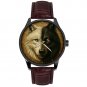 SYMBOLIC DARK SIDE OF MAN SEPIA YIN YANG WOLF ART COLLECTIBLE SOLID BRASS WATCH