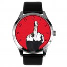 RUDE MIDDLE FINGER F+++ YOU WARHOLESQUE KITSCH ART SOLID BRASS 40 mm WRIST WATCH