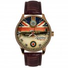 SUPERMARINE SPITFIRE UNION JACK RAF ROUNDEL WORLD WAR II SOLID BRASS WRIST WATCH