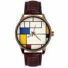 CONTEMPORARY DESIGN ART INSPIRED BY PIET MONDRIAN. SOLID BRASS COLLECTIBLE WATCH