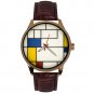 CONTEMPORARY DESIGN ART INSPIRED BY PIET MONDRIAN. SOLID BRASS COLLECTIBLE WATCH