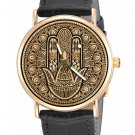 HAND OF HAMZA / HAMSA & THE FIVE MOTIFS, ISLAMIC JUDAISM EVIL EYE BRASS WATCH