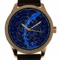 NORTHERN CONSTELLATIONS SKYMAP  LARGE 40mm METALLIC DIAL SOLID BRASS WRIST WATCH
