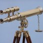 CLASSIC GILBERT LONDON SOLID BRASS TELESCOPE w DESKTOP TRIPOD. 24x Magnification