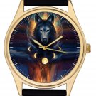 DARK DEVIL WOLF / WEREWOLF, PHASES OF THE MOON, SOLID BRASS FANTASY ART WATCH