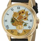 ICONIC VINCENT VAN GOGH SUNFLOWERS IMPRESSIONIST ART SOLID BRASS PREMIUM WATCH ICONIC VINCENT VAN GOGH SUNFLOWERS IMPRESSIONIST ART SOLID BRASS PREMIUM WATCH