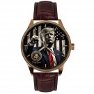 PRESIDENT DONALD  J TRUMP MAGA AMAERICA FIRST FORMAL ARTWORK MENS DRESS WATCH