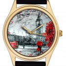 GORGEOUS LONDON WINTER CITYSCAPE COLLECTIBLE SOLID BRASS WRIST WATCH, BIG BEN