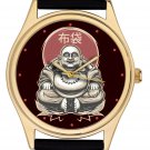 THE LAUGHING BUDDHA , SYMBOLIC FENG SHUI ART SOLID BRASS ZEN ART WRIST WATCH