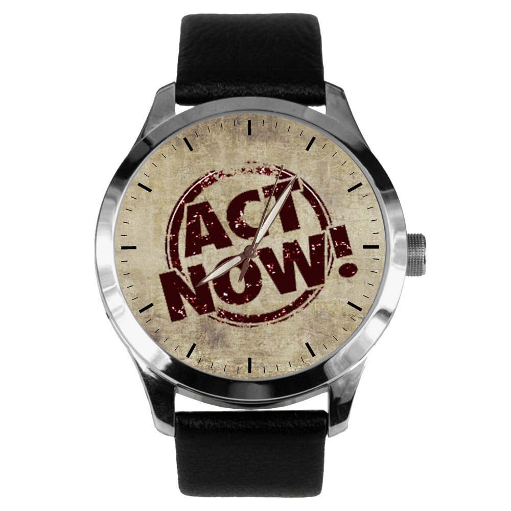 ACT NOW!  Solid Brass Vintage Collectible Watch Gift for Procrastinators, ADHD