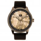 LEONARDO DA VINCI RENAISSANCE VITRUVIAN MAN GRUNGE ART SOLID BRASS WATCH LEONARDO DA VINCI RENAISSANCE VITRUVIAN MAN GRUNGE ART SOLID BRASS WATCH