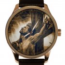 CHRIST ON THE CROSS POWERFUL SYMBOLIC CRUCIFIXION ART SOLID BRASS WRIST WATCH