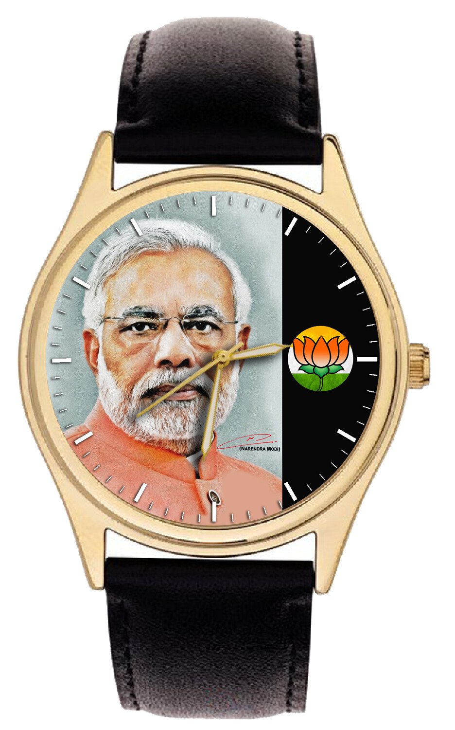 ICONIC NARENDRA MODI DYNAMIC INDIAN PRIME MINISTER BJP SAFFRON ART WRIST WATCH