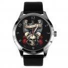 FANTASTIC GOTHIC SKULL & ROSES GUITAR ART "WHERE WORDS FAIL" SOLID BRASS WATCH FANTASTIC GOTHIC SKULL & ROSES GUITAR ART "WHERE WORDS FAIL" SOLID BRASS WATCH