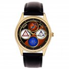 RARE MASONIC YORK RITE SYMBOLIC ART FREEMASONRY WATCH with PINEWOOD GIFT BOX