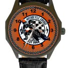 VINTAGE CHEQUERED BIKER ART MOTOR CYCLE RACING CLASSIC BLACK BRASS WRIST WATCH