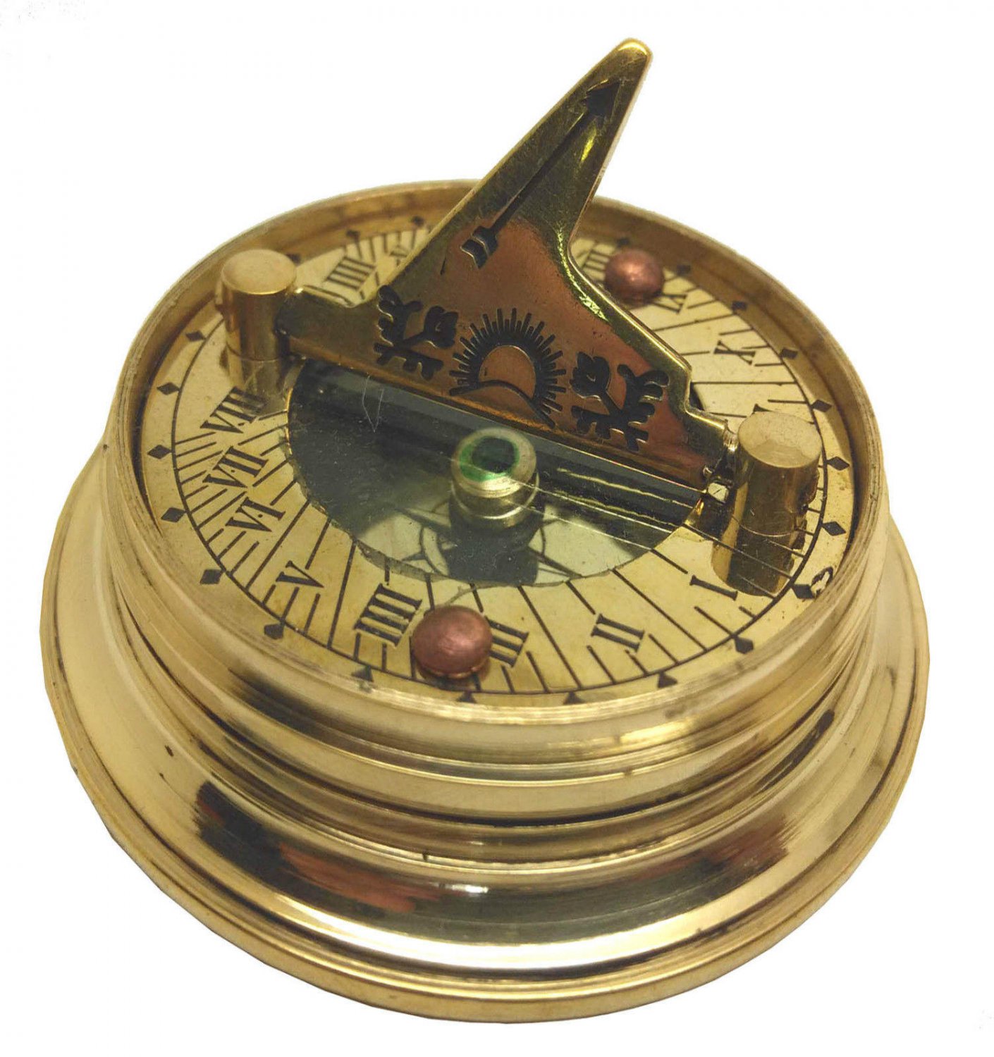 MULTI-FUNCTION POCKET WATCH STYLE BRASS SUNDIAL COMPASS w WORLD TIME CALCULATOR