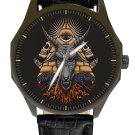 SATANIC PENTAGRAM BAPHOMET MASONIC SKULL ART SOLID BLACK BRASS 40 mm WRIST WATCH