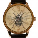 Vintage Bee Art Print Parchment Art Symbolic Solid Brass Collectible Watch