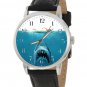HUNGRY SHARK vs SWIMMER JAWS DEEP BLUE OCEAN ART SOLID BRASS 40 mm WRIST WATCH