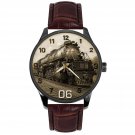 VINTAGE STEAM ENGINE RAILROAD SEPIA ART REGULATOR SOLID BRASS COLLECTIBLE WATCH