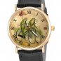 FROG COUPLE ON BICYCLES WITH UMBRELLA, CUTE VINTAGE EPHEMERA SOLID BRASS WATCH