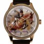 VINTAGE ENGLISH SHOW JUMPING EQUESTRIAN HORSE LOVER ART SOLID BRASS MEN'S WATCH