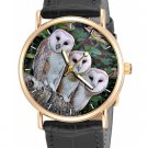 THREE BEAUTIFUL BARN OWLS ORIGINAL OWL ART SOLID BRASS 30 mm UNISEX WRIST WATCH THREE BEAUTIFUL BARN OWLS ORIGINAL OWL ART SOLID BRASS 30 mm UNISEX WRIST WATCH